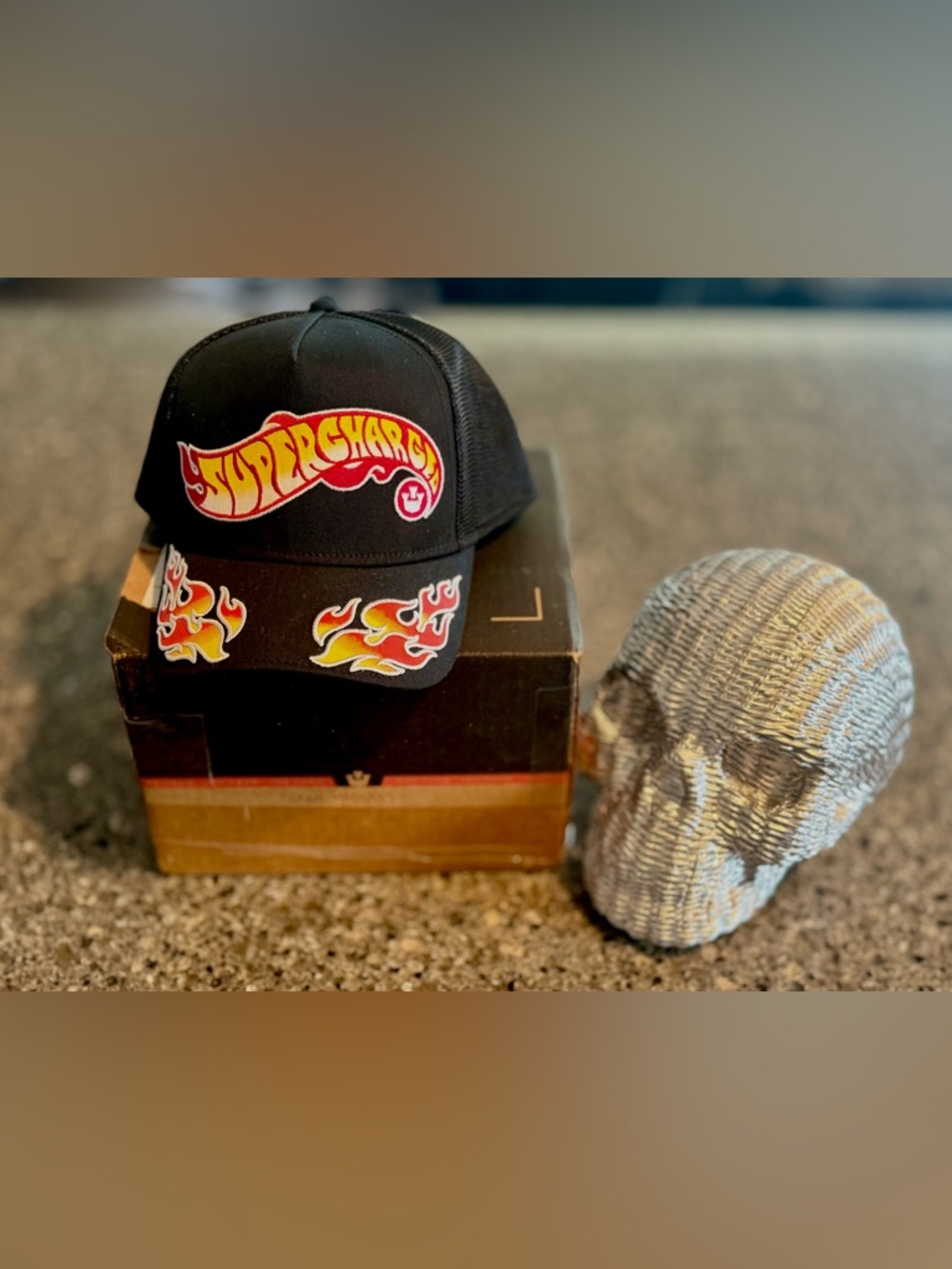 Goorin Bros Black embroidered Trucker “Supercharged ” with flames 🔥 SnapBack - Picture 2 of 10